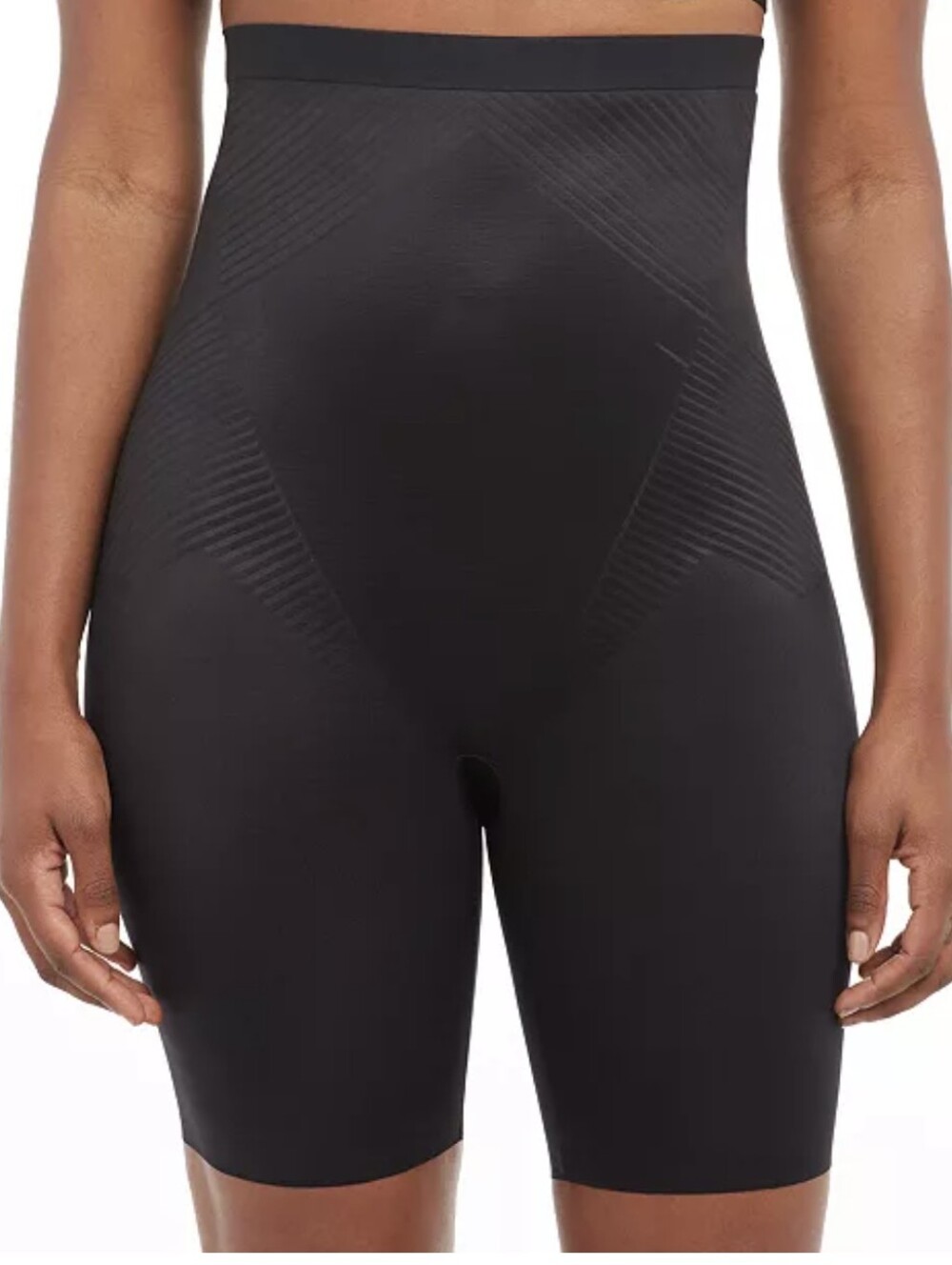 Spanx Thinstincts 2.0 Black Ultra High Waisted Mid Thigh Shapewear Shorts Size M